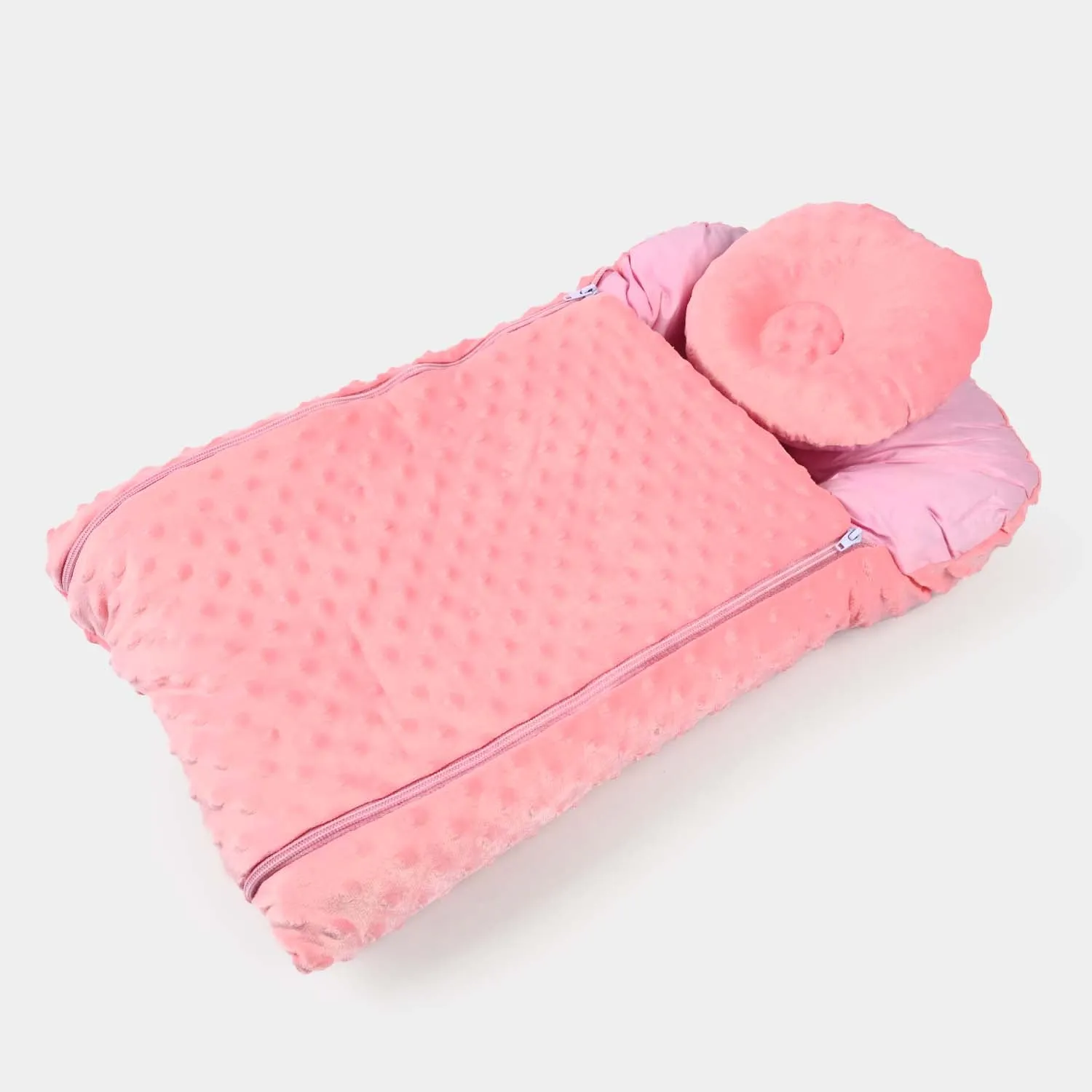 Baby Carry Nest Minky Dot 4PCs | Light Pink