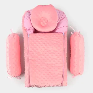 Baby Carry Nest Minky Dot 4PCs | Light Pink