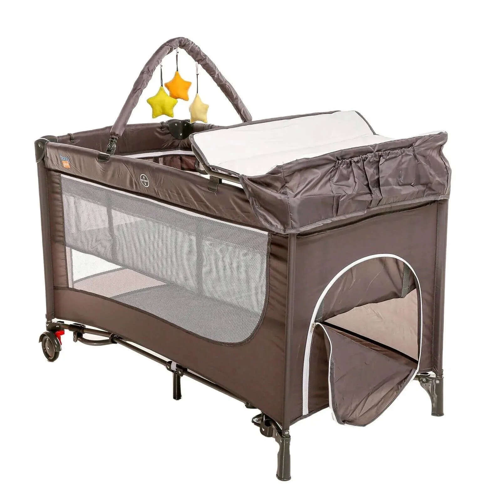 baby plus Play-Sleep Travel Cot - Grey