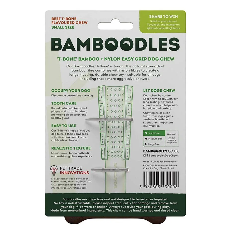 Bamboodles | T-Bone Dog Durable Chew | Peanut Butter Flavour - Medium 6"