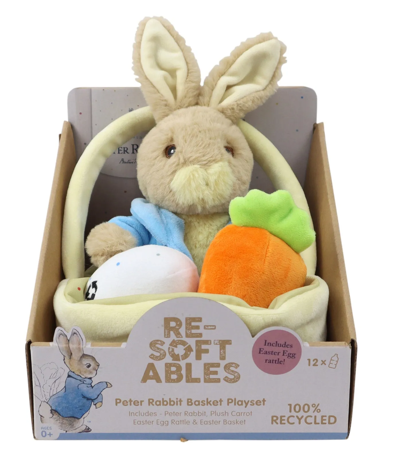 Beatrix Potters Peter Rabbit, Resoftables  9" Plush in Basket