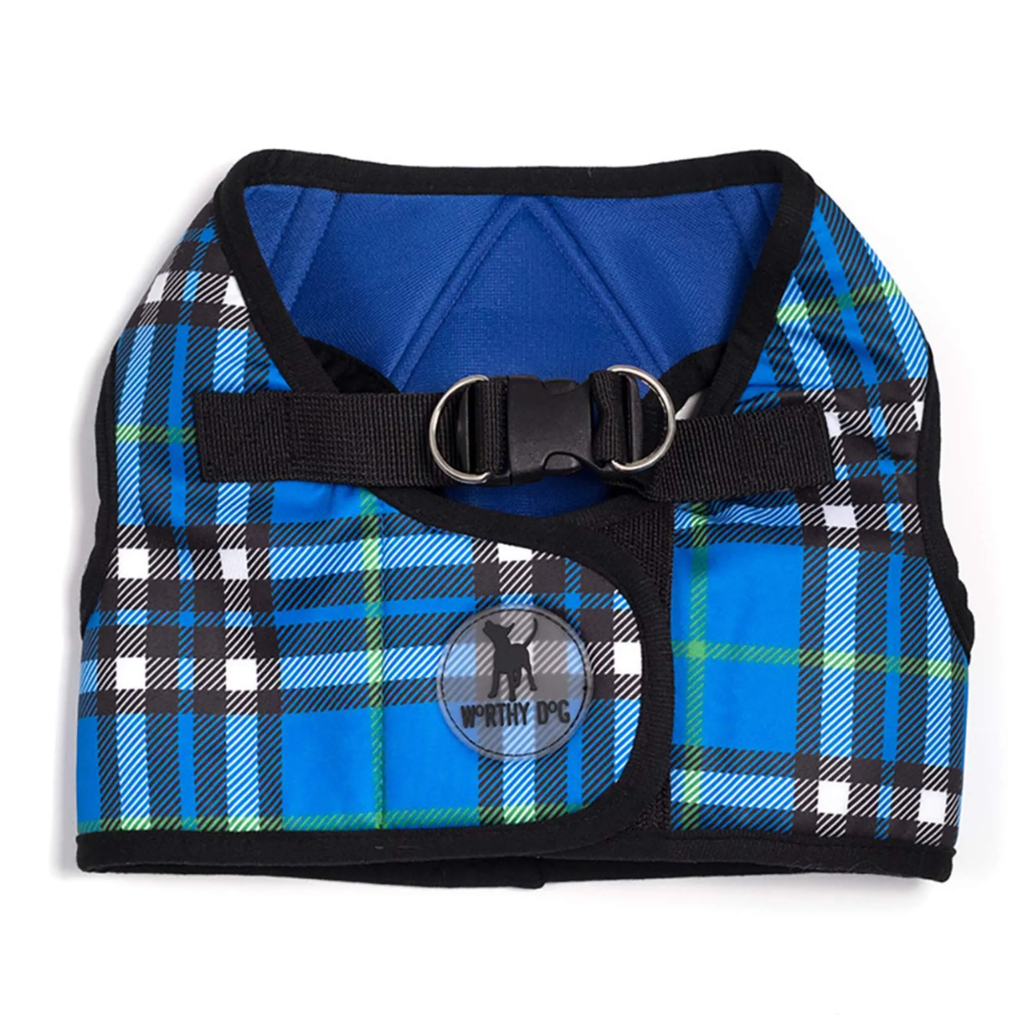 Blue Plaid Sidekick Dog Harness