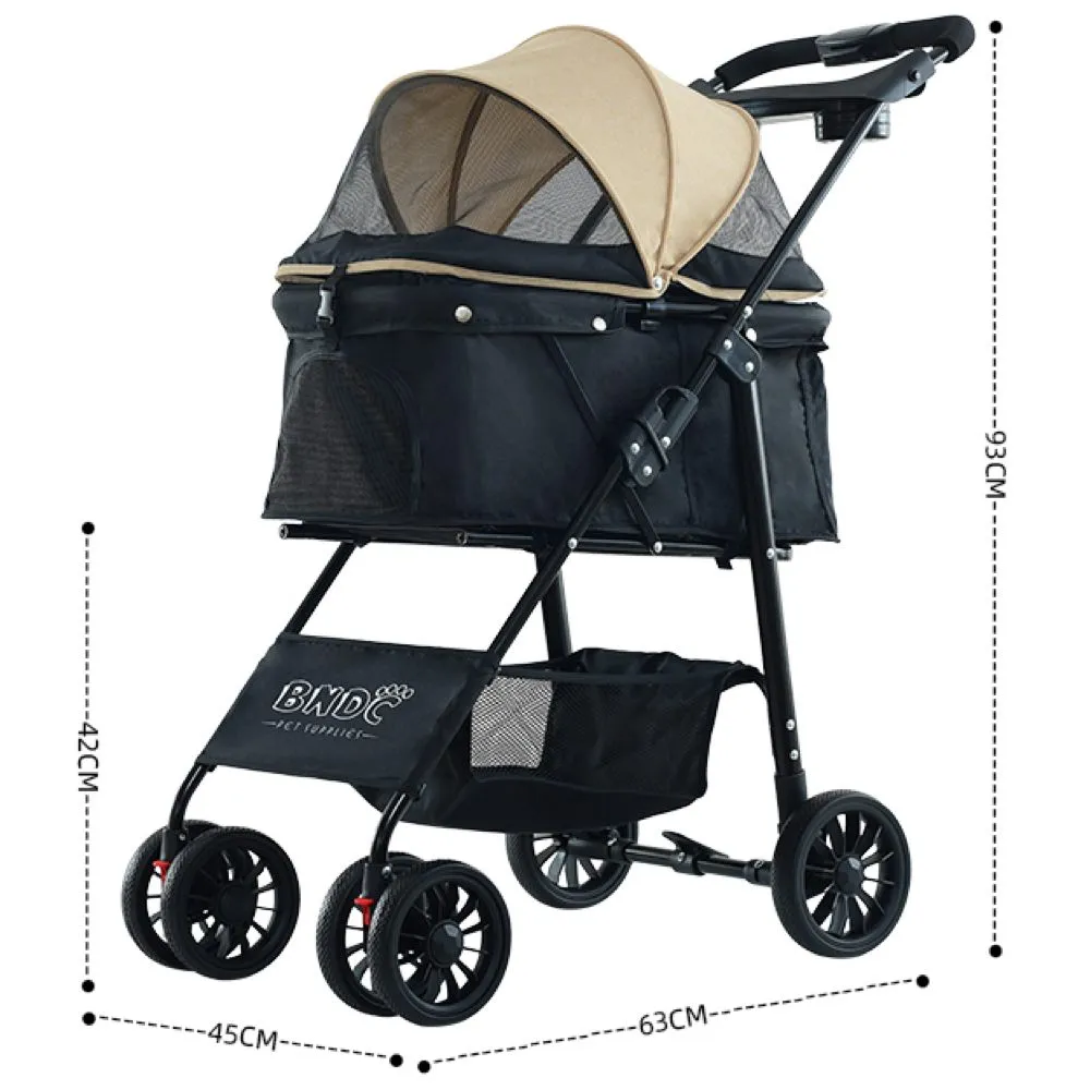 BNDC Pet Stroller 102 For Cats & Dogs (Khaki)