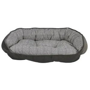 Bowsers Crescent Dog Bed Herringbone/Ash