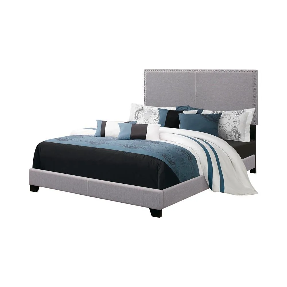 Boyd Upholstered Bed - Grey - Boyd Twin Upholstered Bed With Nailhead Trim Grey