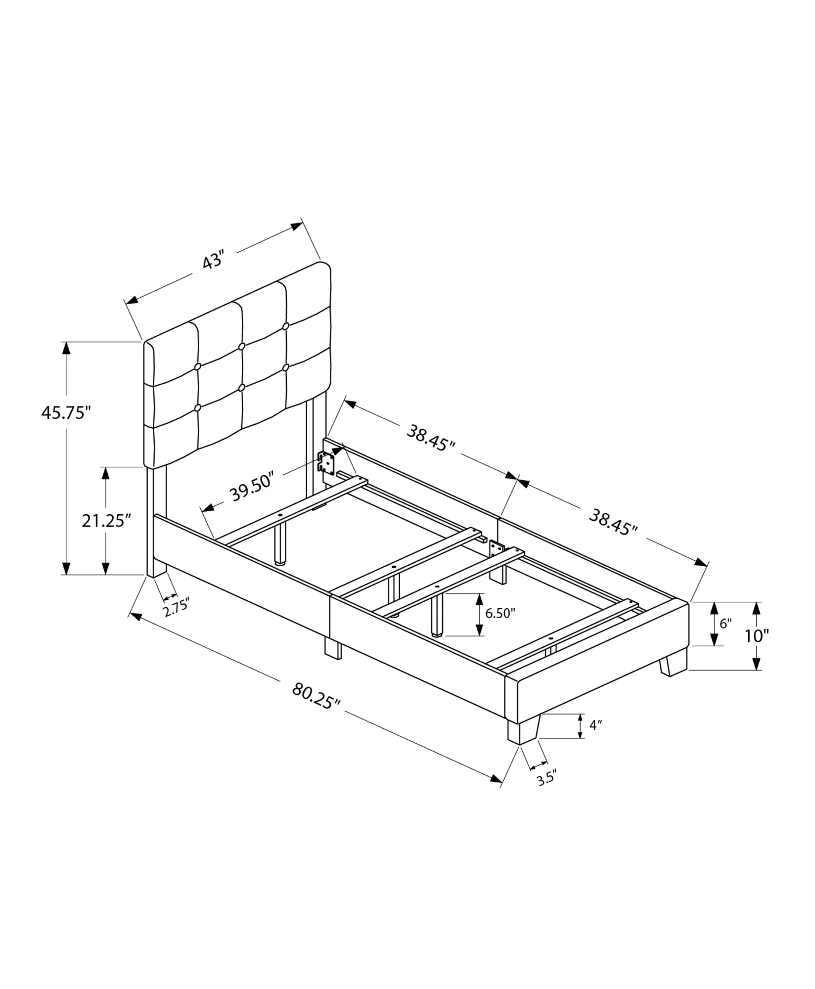 Chic Twin Size Platform Bed Frame