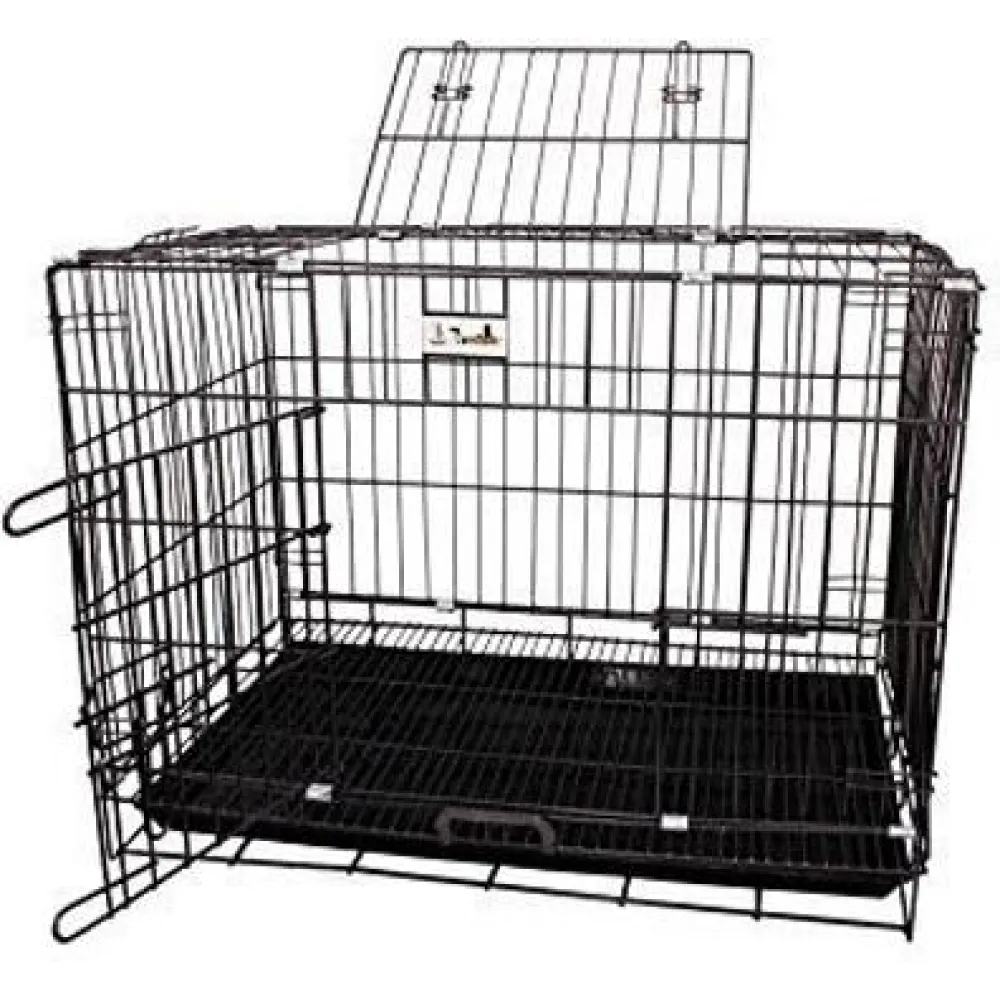 Chullbull Dual Door Heavy Duty Iron Powder Coated with Removable Tray Carrier for Dogs and Cats (Black)