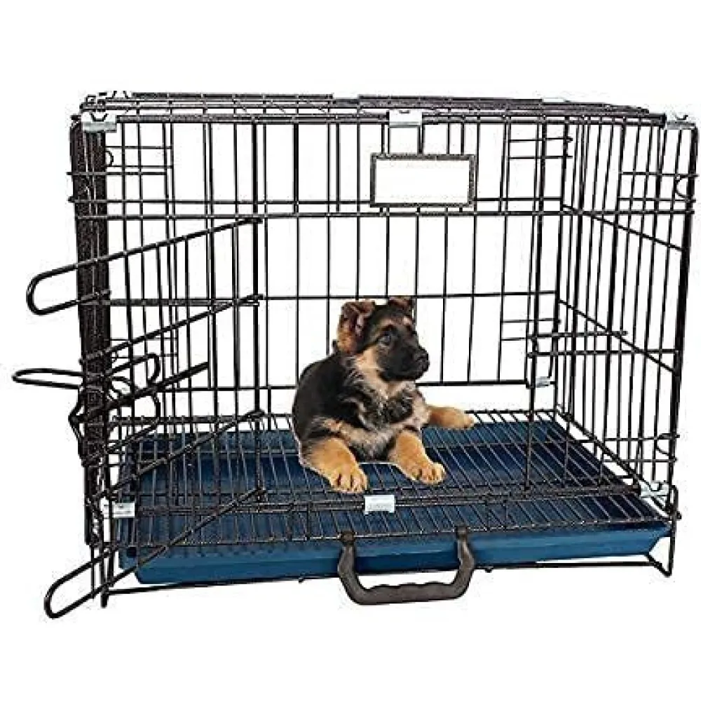 Chullbull Single Door Iron Powder Coated with Removable Tray Carrier for Dogs and Cats (Black)