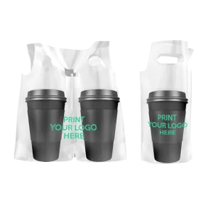 Custom print double spilt/single drink cup carrier plastic bags