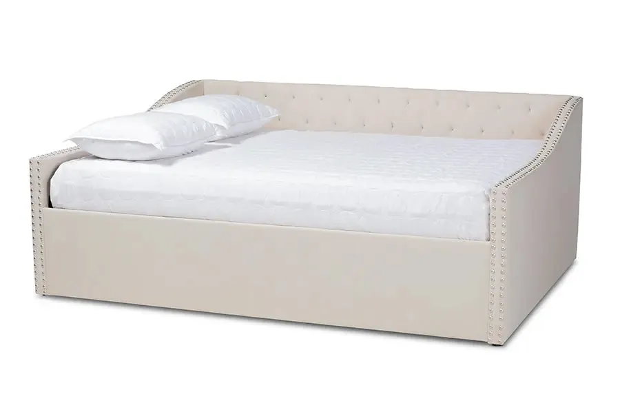 Elianna Beige Fabric Upholstered Queen Size Daybed