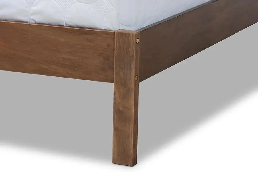 Elise Walnut Brown Wood Panel Bed (King)