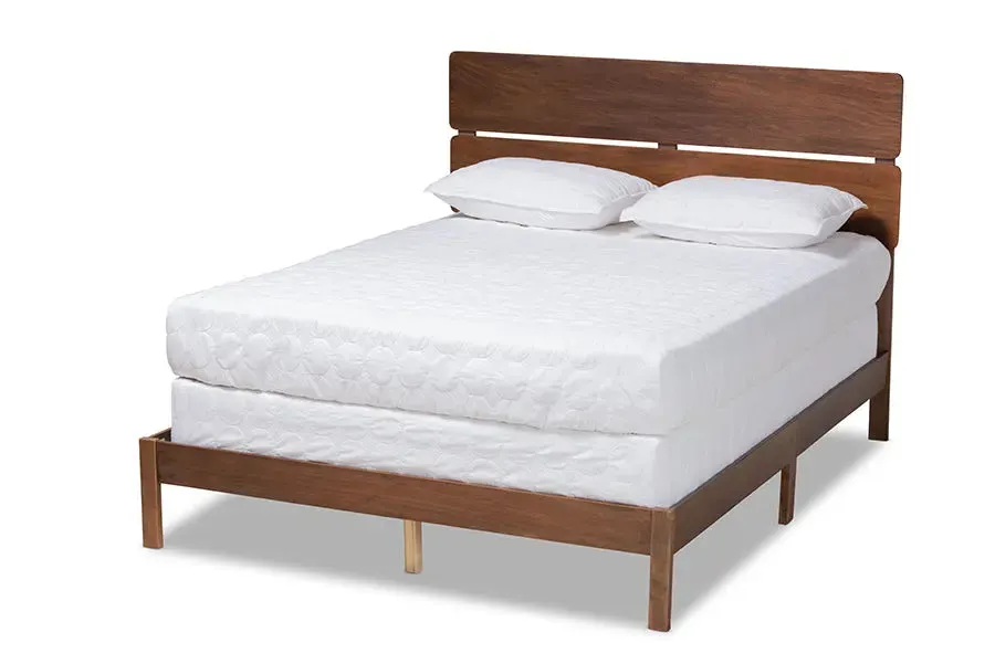 Elise Walnut Brown Wood Panel Bed (King)