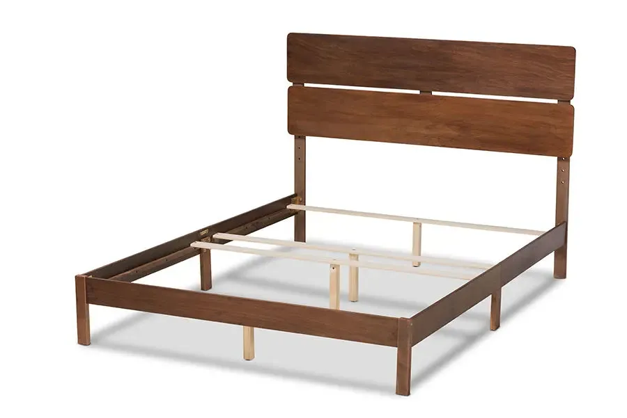 Elise Walnut Brown Wood Panel Bed (King)