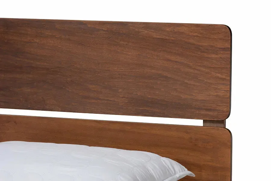 Elise Walnut Brown Wood Panel Bed (King)