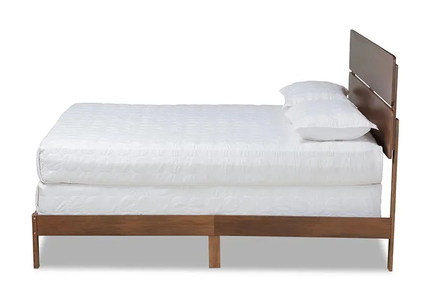 Elise Walnut Brown Wood Panel Bed (King)