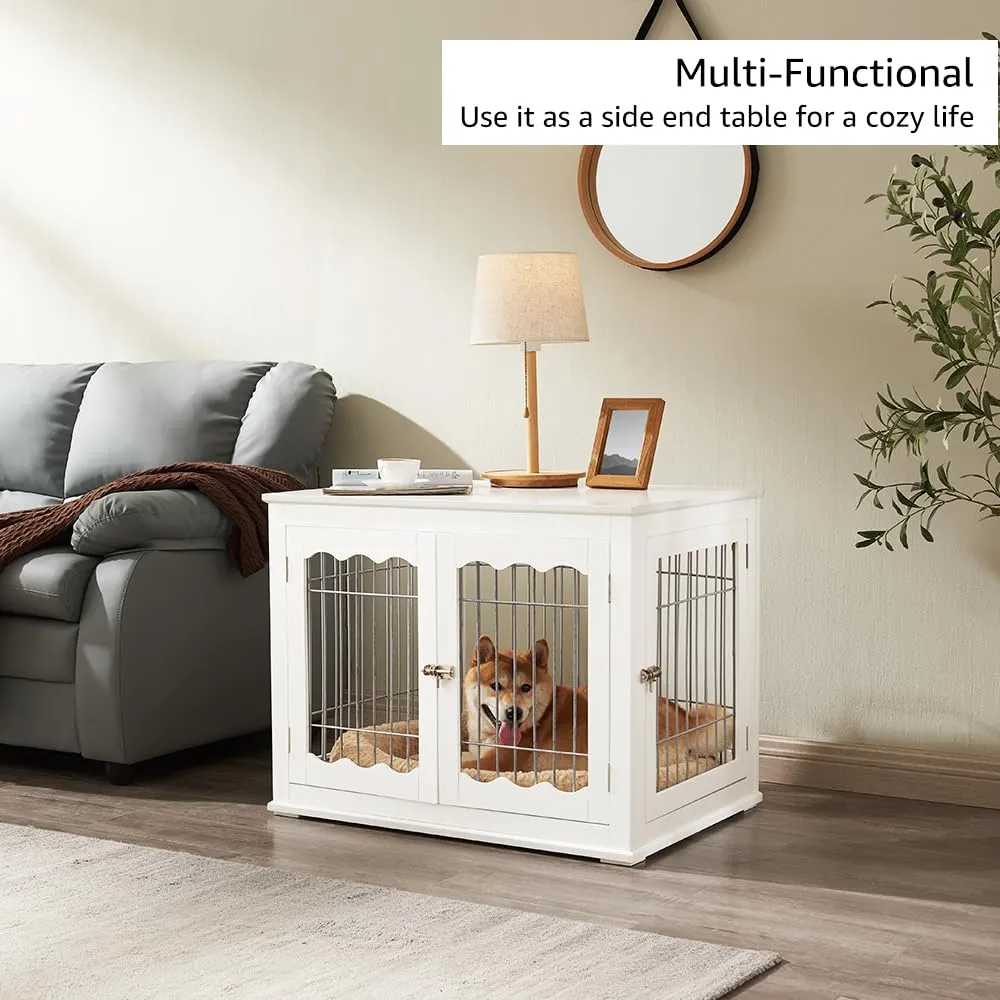 Furniture Style White Dog Crate for Medium Dogs,