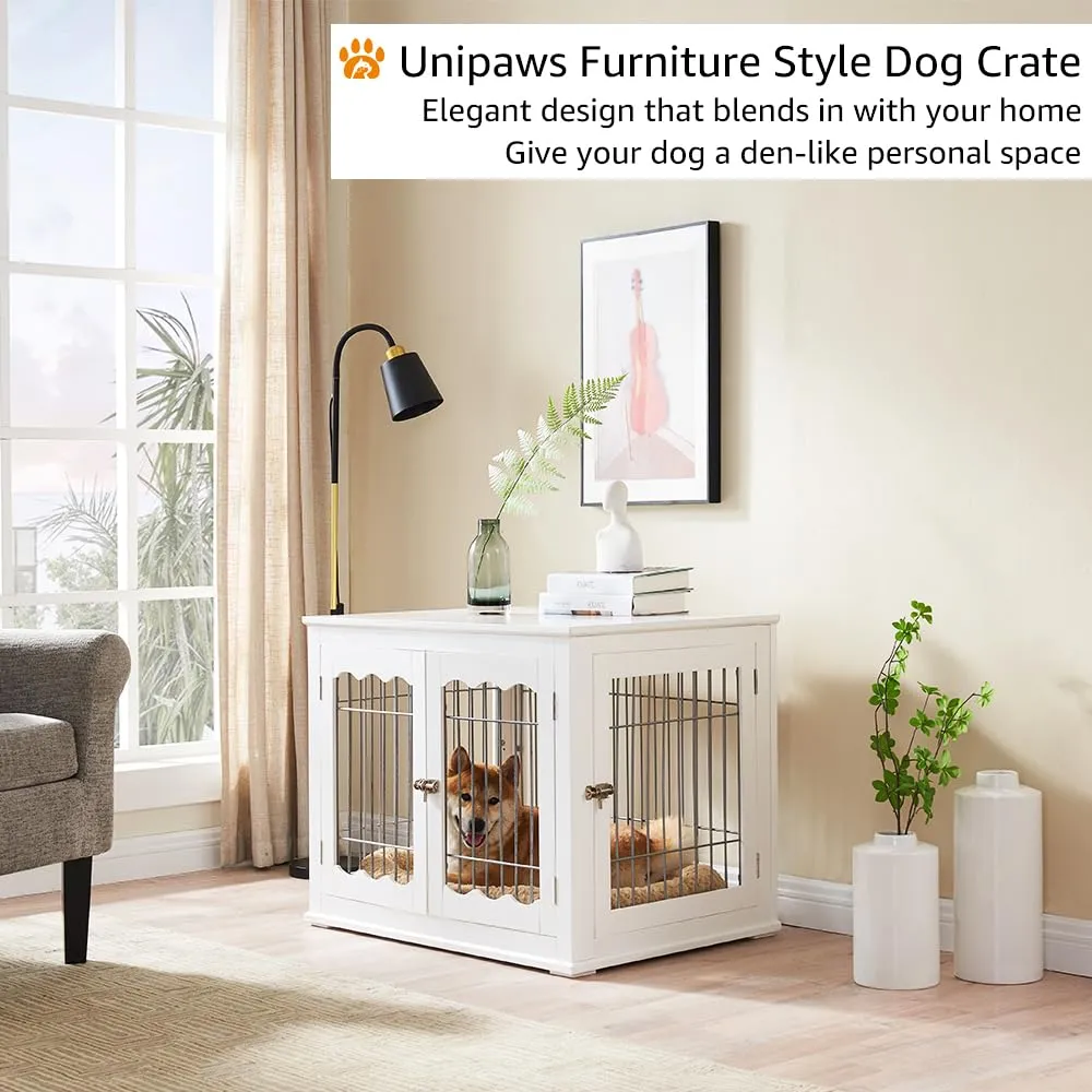 Furniture Style White Dog Crate for Medium Dogs,