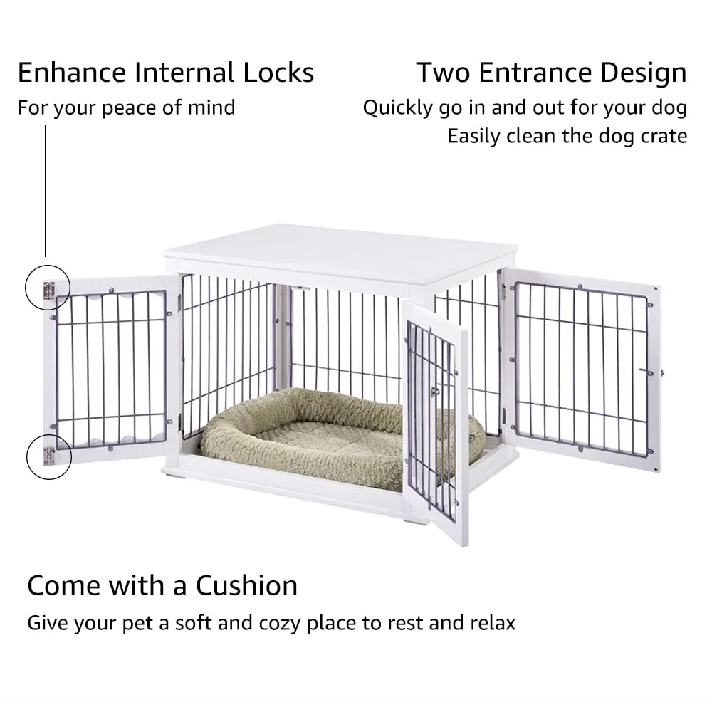 Furniture Style White Dog Crate for Medium Dogs,