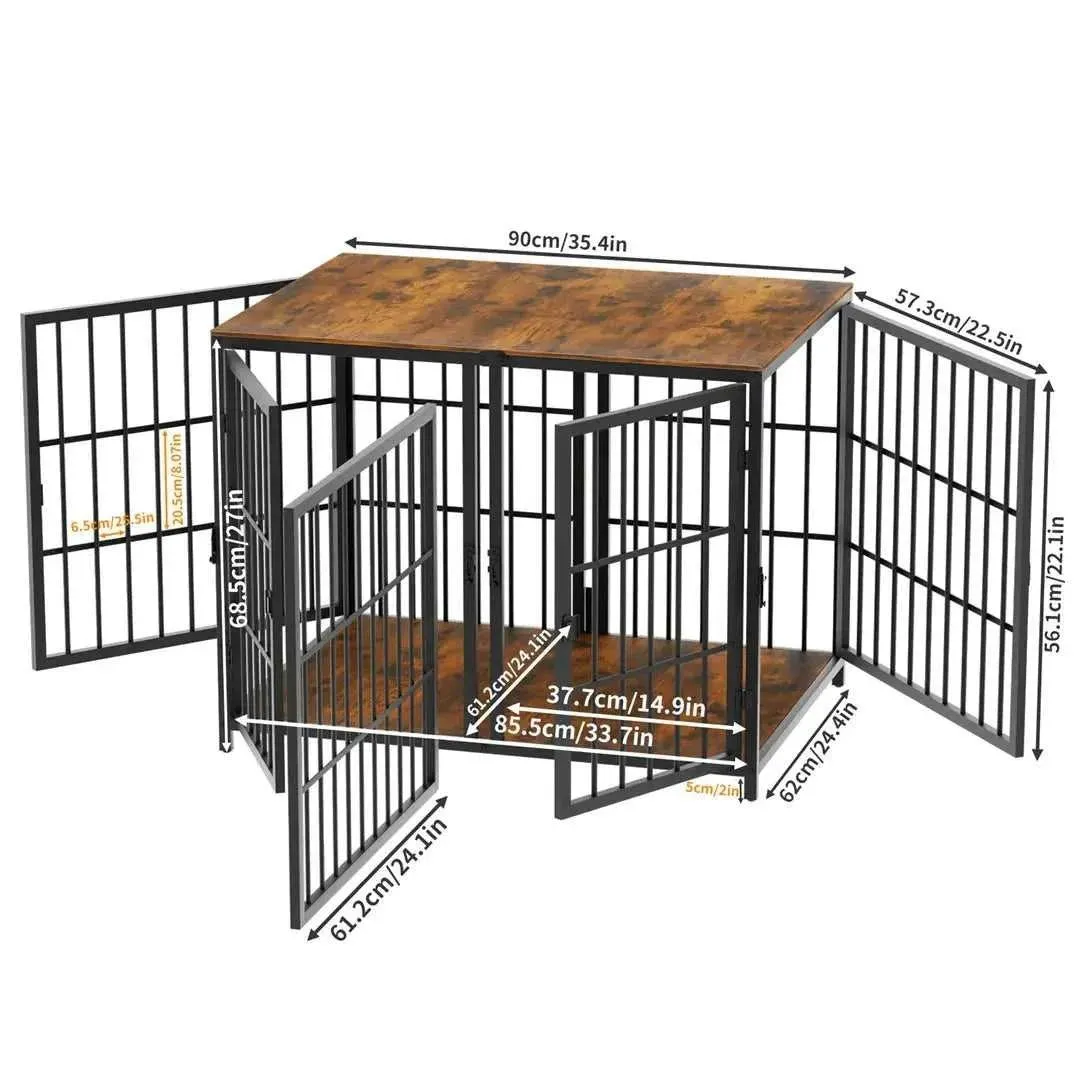 Heavy Duty Furniture Style Dog Cage Side Table Indoor Kennel Crate with Four Doors and Divider for Puppies Unlimited Combination