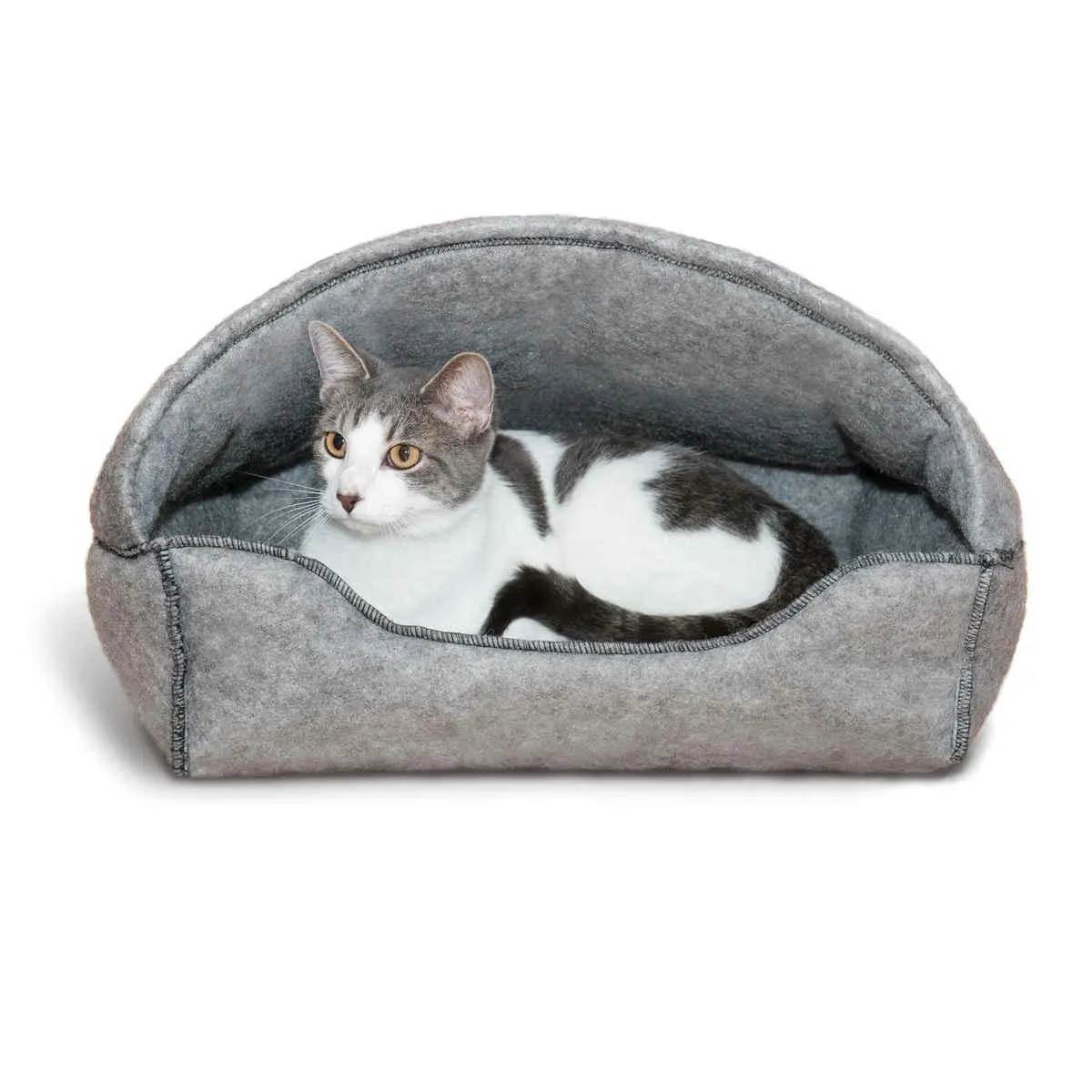 K&h Pet Products Amazin' Kitty Lounger Hooded Bed Gray 13" X 17" X 11"