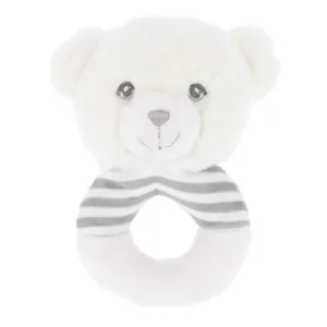 Keeleco White & Grey Bear Ring Rattle - 14cm