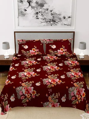 Kuber Industries Check Printed Cotton Double Bedsheet with 2 Pillow Covers (White & Brown)-HS43KUBMART26820