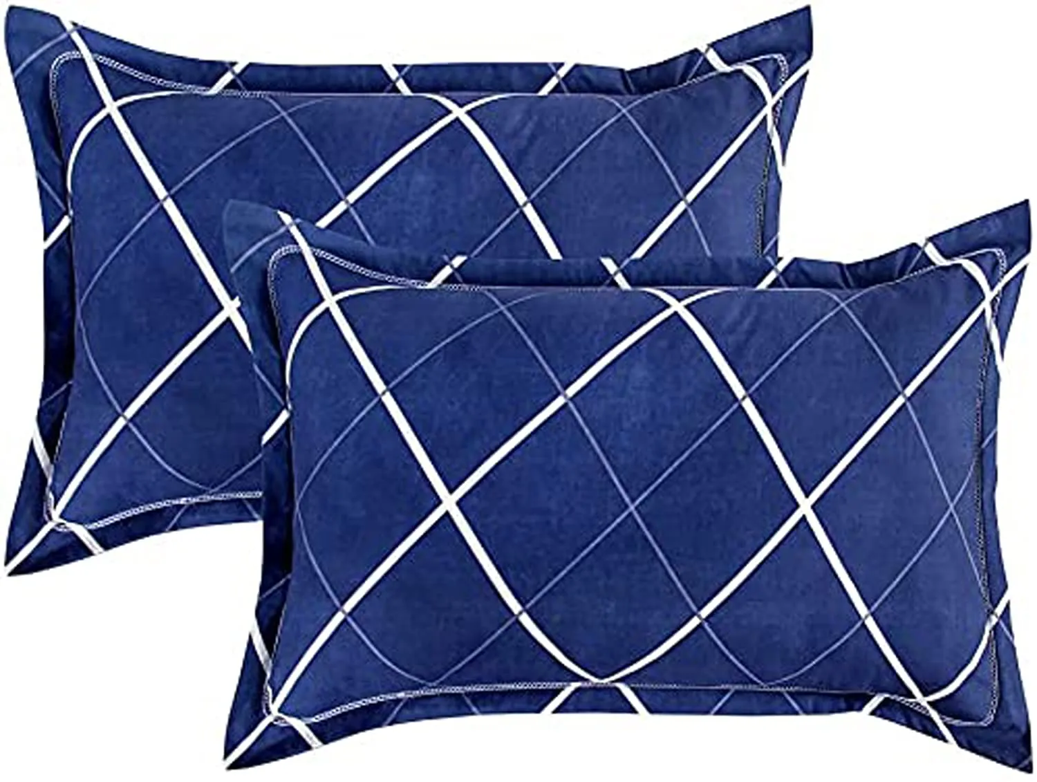 Kuber Industries Geomatric Printed Luxurious Soft Breathable & Comfortable Cotton Double Bedsheet with 2 Pillow Covers (Blue)-HS43KUBMART26819,Standard