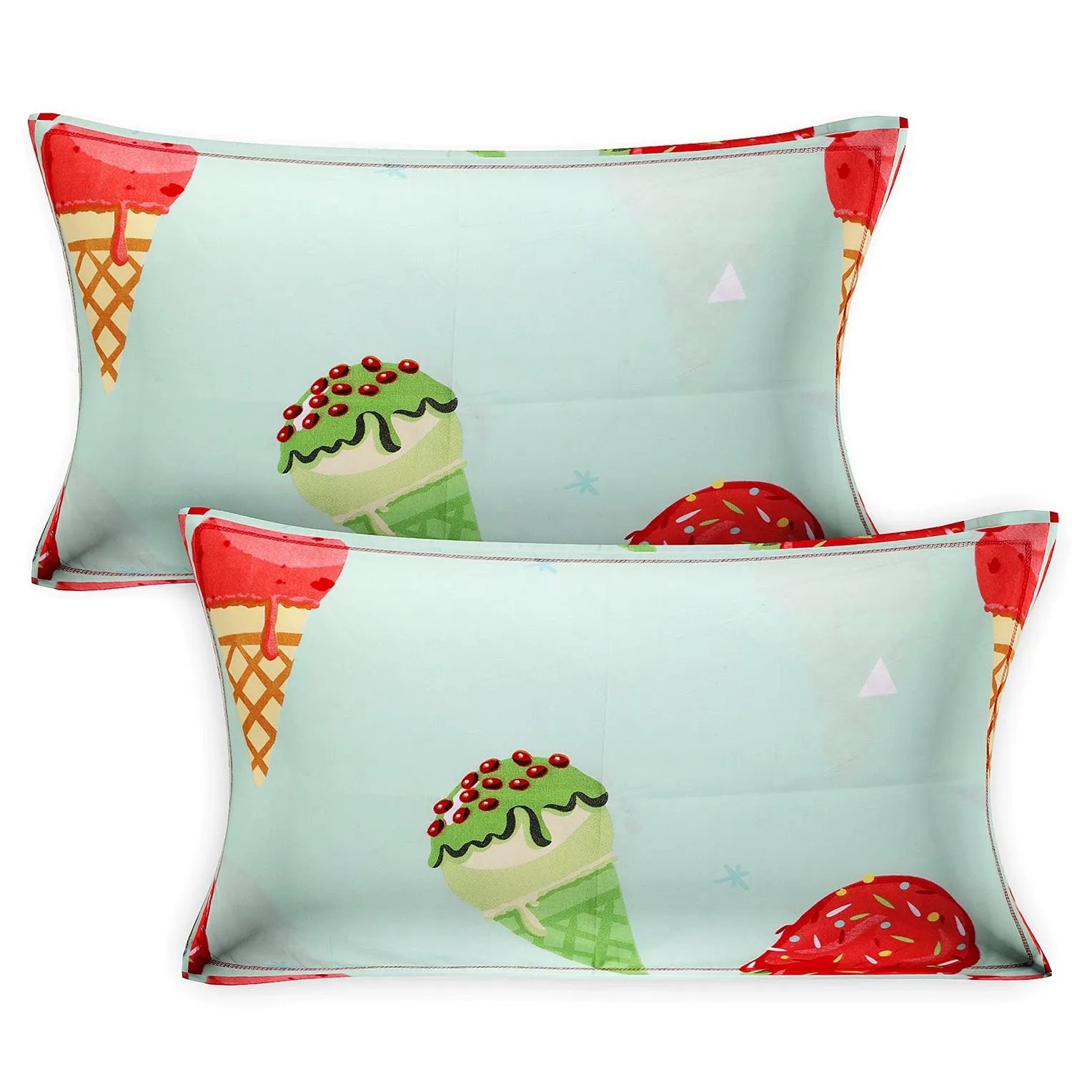 Kuber Industries Ice Cream Printed Glace Cotton Double Bedsheet with 2 Pillow Covers (Light Cream)-HS43KUBMART26792