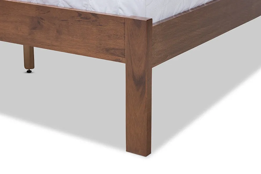 Malene Walnut Wood Platform Bed (Full)