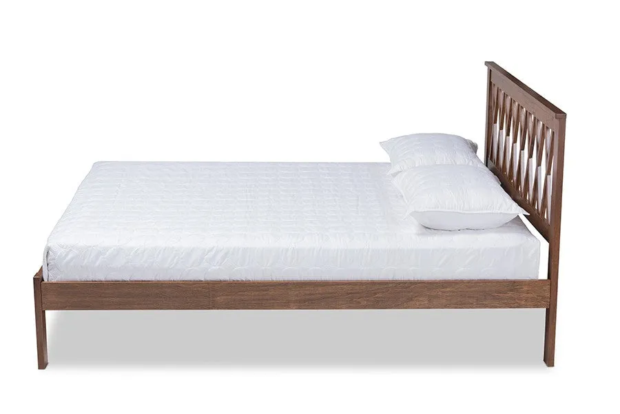 Malene Walnut Wood Platform Bed (Full)