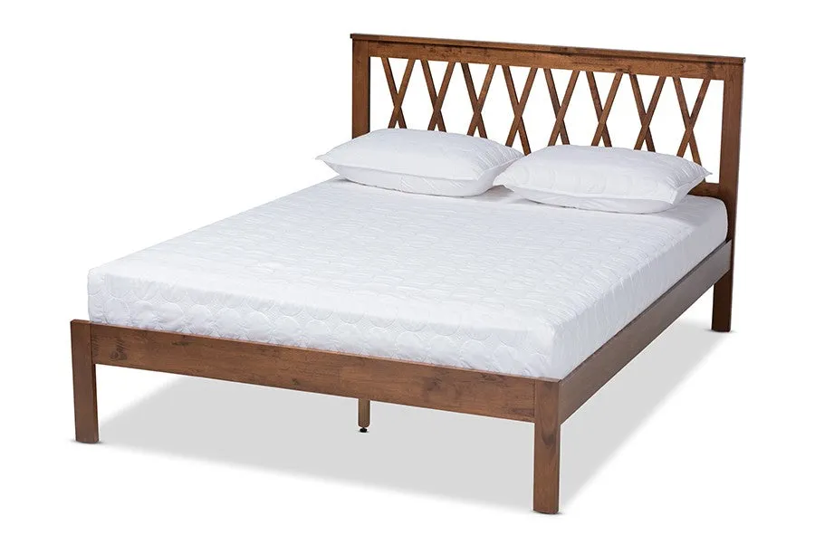 Malene Walnut Wood Platform Bed (Full)