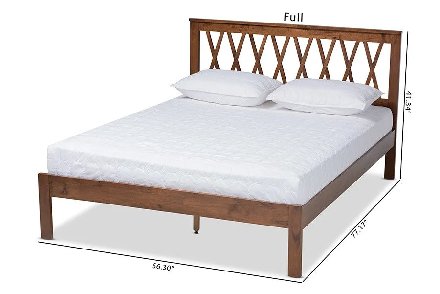 Malene Walnut Wood Platform Bed (Full)