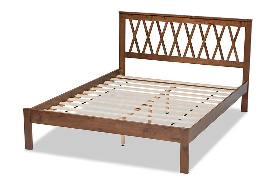 Malene Walnut Wood Platform Bed (Full)