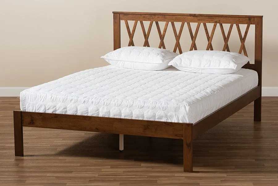 Malene Walnut Wood Platform Bed (Full)