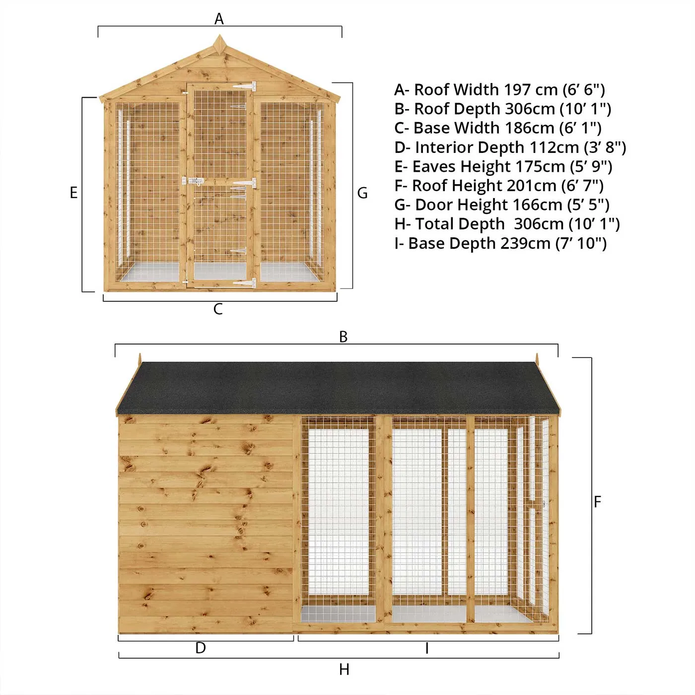 Mercia Staffordshire Outdoor Dog Kennel & Run 10 x 6ft