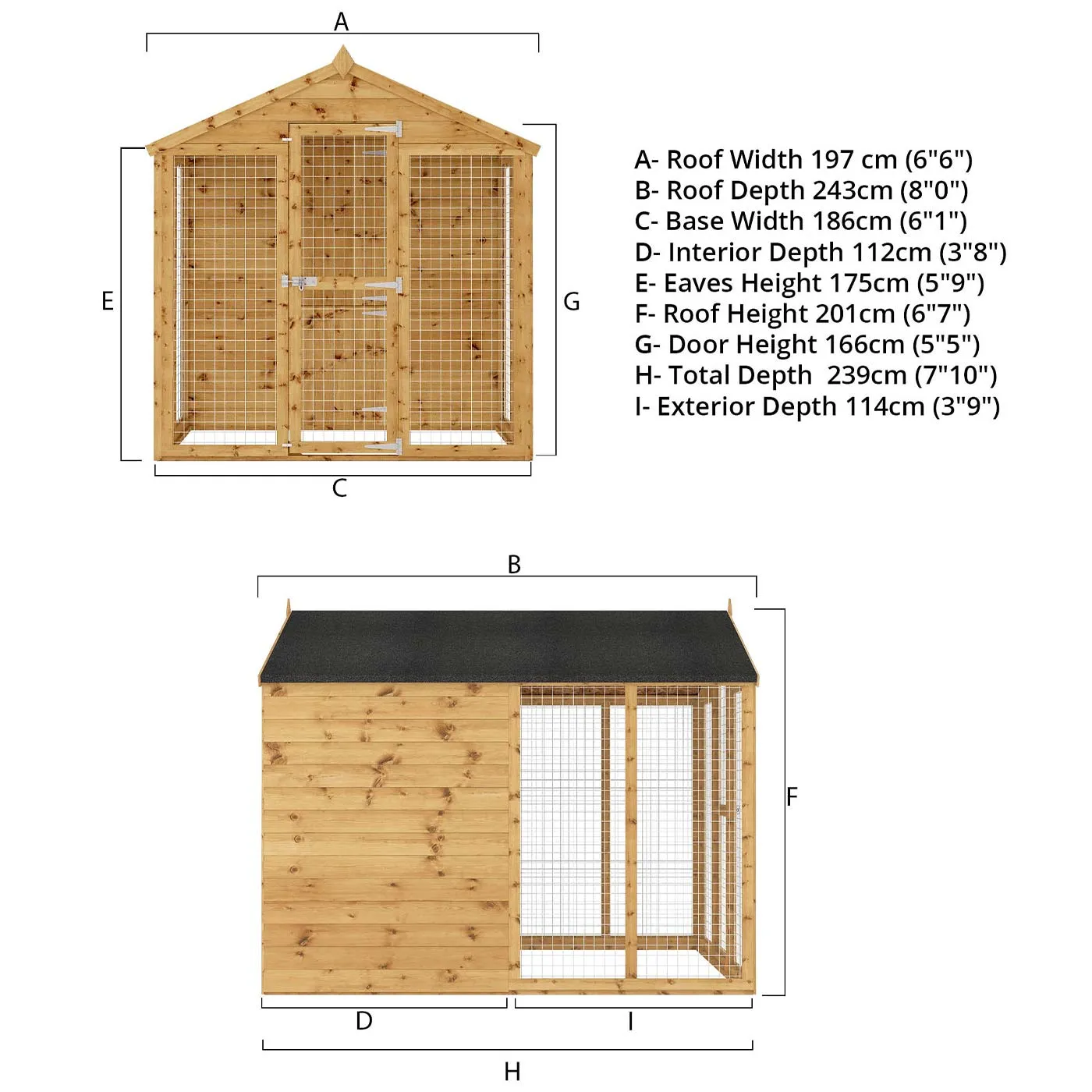 Mercia Staffordshire Outdoor Dog Kennel & Run 8 x 6ft