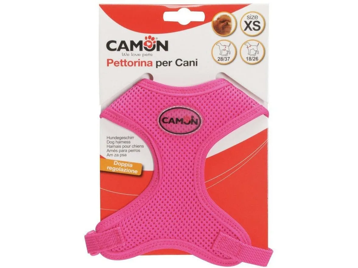 Mesh harness with double adjustment - FUCHSIA - SM