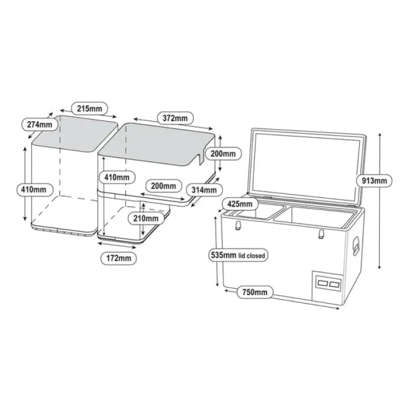 National Luna 60L Legacy Dual Zone Fridge, Slide and Drag Chain Bundle