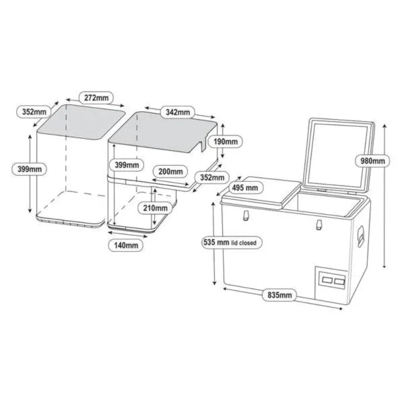 National Luna 72L Legacy Dual Zone Fridge, Slide and Drag Chain Bundle