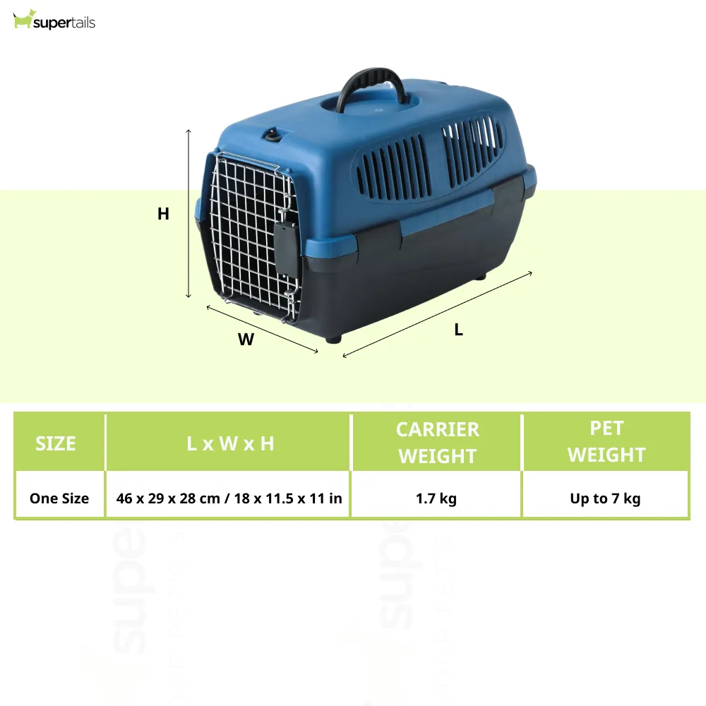 Pet Vogue Plastic Portable Carrier for Dogs and Cats (Dark Blue & Black)