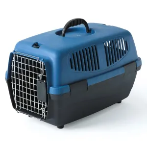 Pet Vogue Plastic Portable Carrier for Dogs and Cats (Dark Blue & Black)