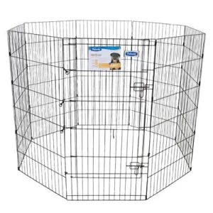 Petmate Exercise Pen With Door Black 48 In - Secure Indoor/Outdoor Pet Exercise Area