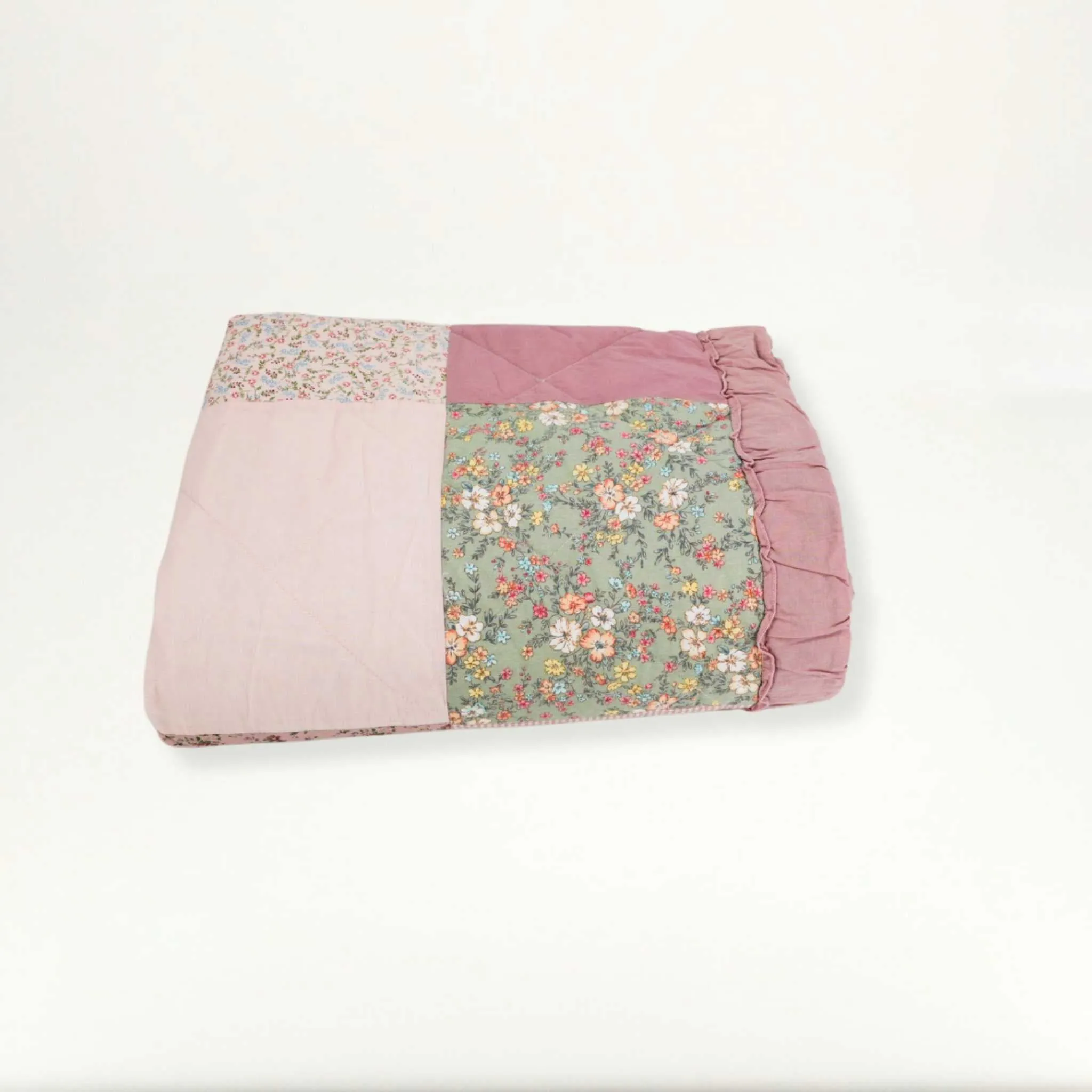 Pink Floral Quilt (Queen) | Cotton Polyester Blend