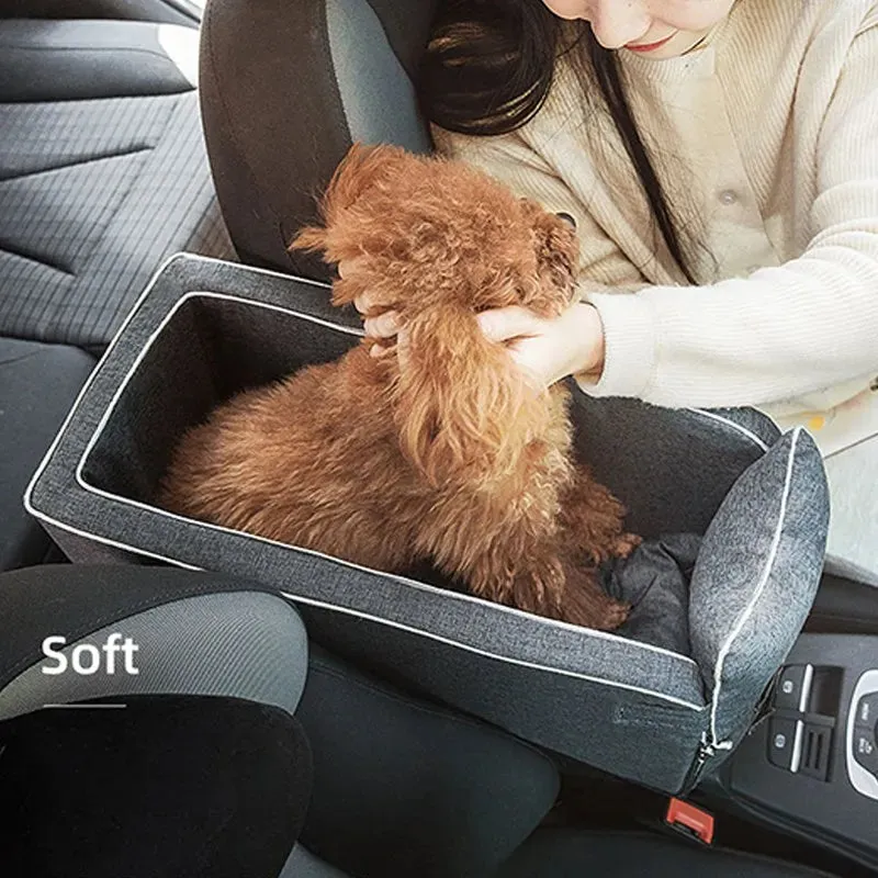 Portable Pet Dog Car Seat Central Control Nonslip Dog Carriers Safe Car Armrest Box Booster Kennel Bed For Small Dog Cat Travel