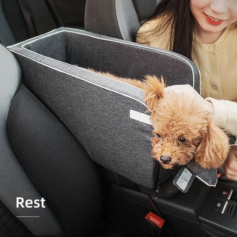 Portable Pet Dog Car Seat Central Control Nonslip Dog Carriers Safe Car Armrest Box Booster Kennel Bed For Small Dog Cat Travel