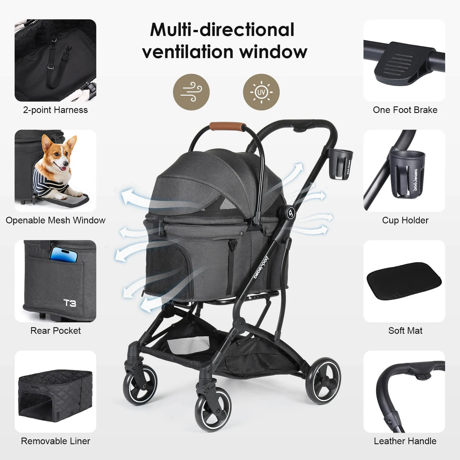 T3 3-in-1 Pet Stroller