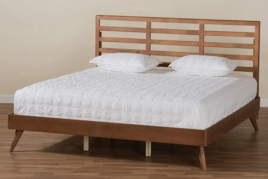 Worcester Ash Walnut Finished Wood Platform Bed (King)