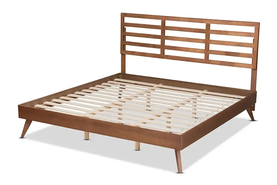 Worcester Ash Walnut Finished Wood Platform Bed (King)